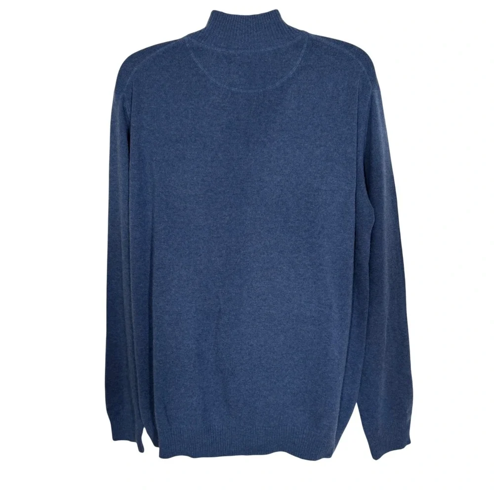 John W Nordstrom Men's XXL Tall Cashmere Quarter Zip Sweater Blue Heather